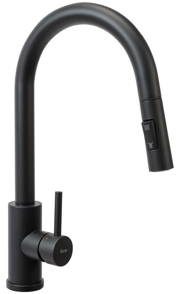 Rea Leo, chiuvetă din oțel cu 1 compartiment 500x450x185 mm, negru mat, ZLE-06005
