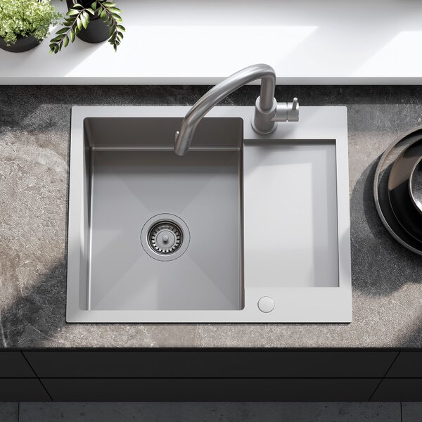 Rea Paul, chiuvetă din oțel cu 1 compartiment 600x480x185 mm, oțel periat, ZLE-06009