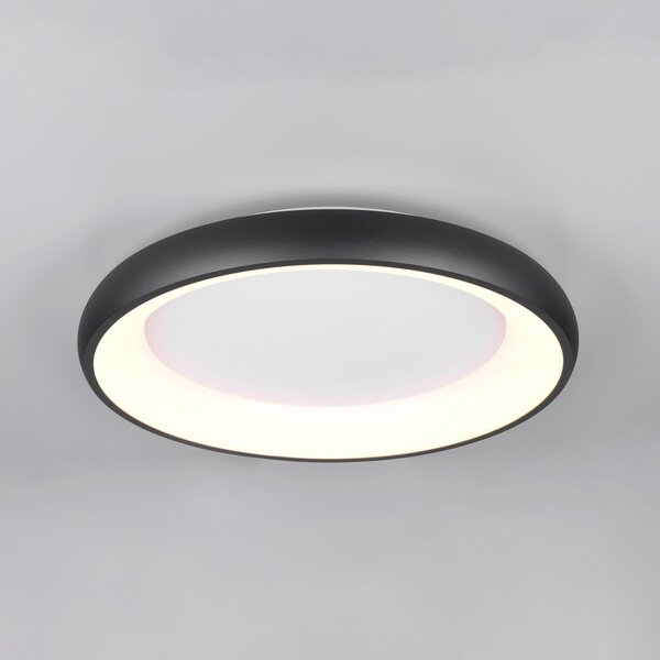 Trio Lighting Plafonieră LED Cardona, Ø 62 cm, negru mat, metal, CCT, reglabil, Negru, Camera de zi / sufragerie, Metal, Modern