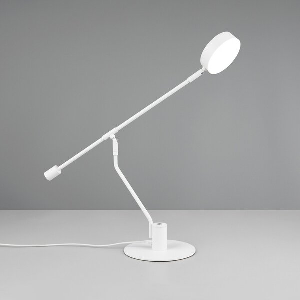 Trio Lighting Lampă de birou Manduro LED, alb, metal, CCT, dimabil, reglabil, Alb, Studiu / Birou, Metal