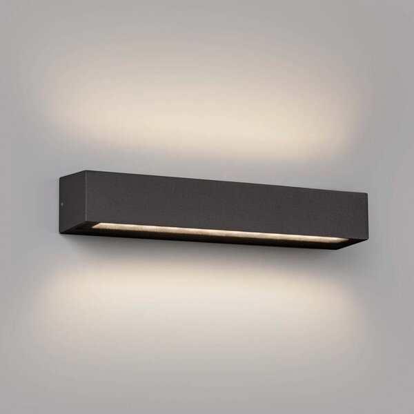 FARO BARCELONA Aplică LED pentru exterior Doro, gri, aluminiu, lățime 38 cm, 2 becuri., Gri, Aluminiu, Modern, Perete unghiular