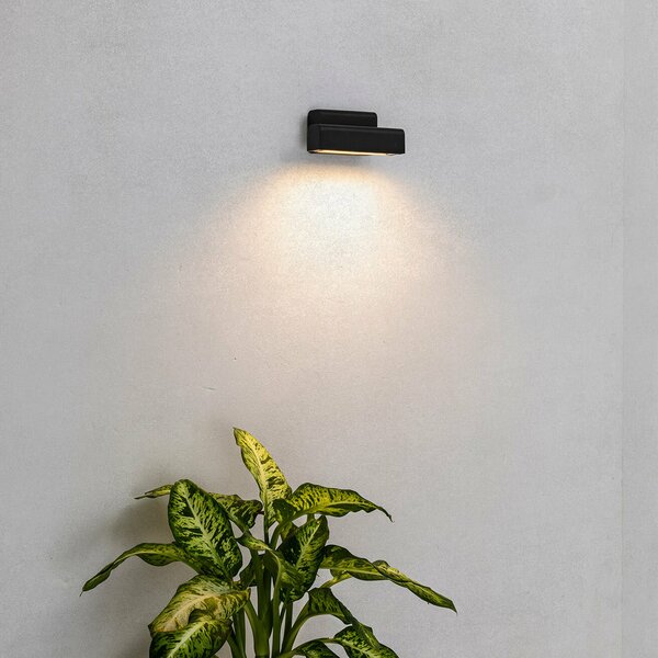 FARO BARCELONA Balic LED lampă de perete pentru exterior, negru, aluminiu, lățime 15 cm, Negru, Aluminiu, Modern, Perete unghiular