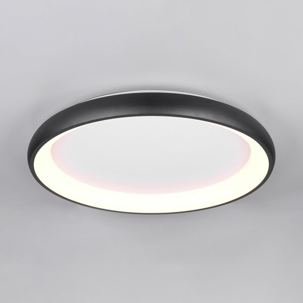 Trio Lighting Plafonieră LED Cardona, Ø 75 cm, negru mat, metal, CCT, reglabil, Negru, Camera de zi / sufragerie, Metal, Modern