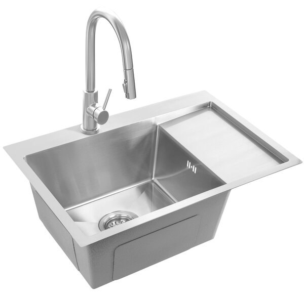 Rea Fin, chiuvetă din oțel cu 1 compartiment 620x480x185 mm, oțel periat, ZLE-06012