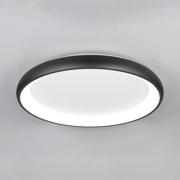Trio Lighting Plafonieră LED Cardona, Ø 75 cm, negru mat, metal, CCT, reglabil, Negru, Camera de zi / sufragerie, Metal, Modern