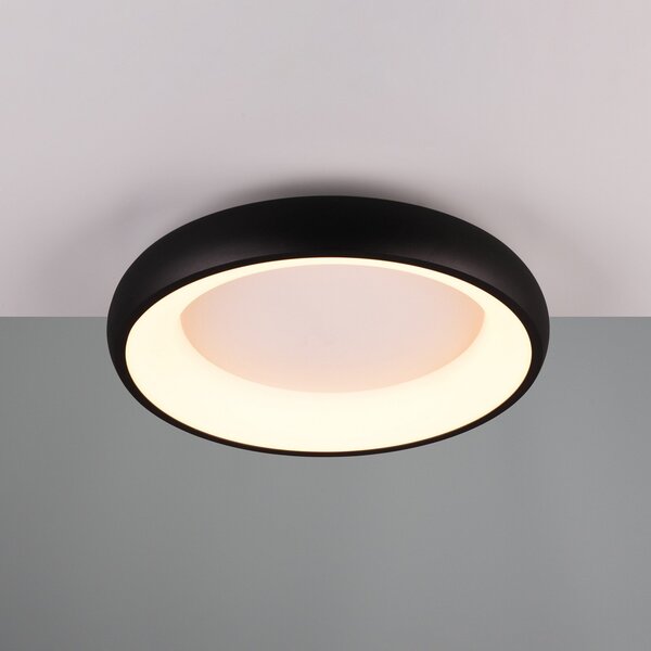 Trio Lighting Plafonieră LED Cardona, Ø 46,5 cm, negru mat, metal CCT, reglabil, Negru, Camera de zi / sufragerie, Metal, Modern
