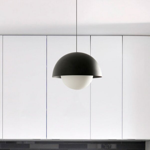 FARO BARCELONA Lampă suspendată LED Marisol, negru, oțel/glass, Ø 30 cm, Negru, Camera de zi / sufragerie, Metal, Modern