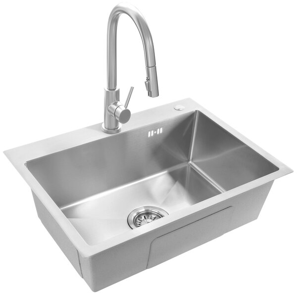 Rea Liam, chiuveta de bucatarie otel 530x450x200mm + sifon, otel periat, ZLE-06006