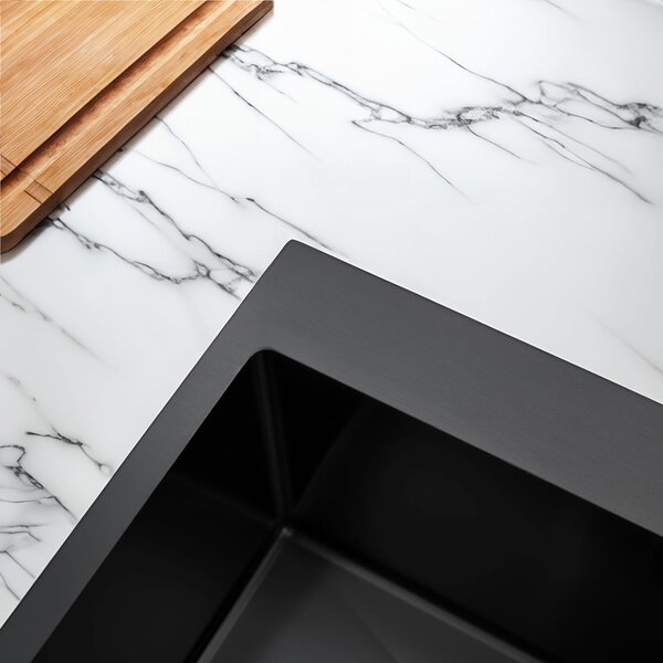 Rea Leo, chiuvetă din oțel cu 1 compartiment 500x450x185 mm, negru mat, ZLE-06005