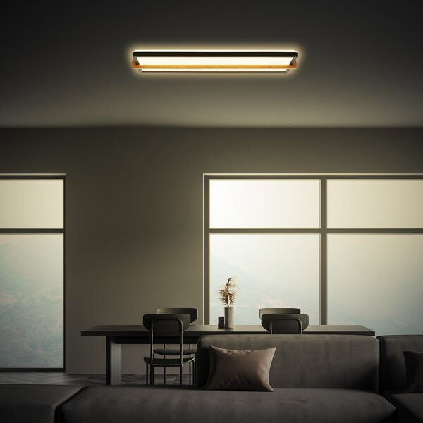 Briloner Remsa plafonieră LED, 20x60.5 cm, plastic, negru, Negru, Camera de zi / sufragerie, Plastic