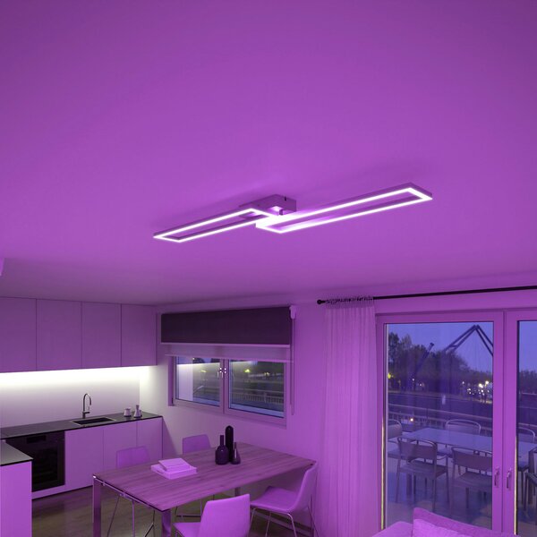 Tint Müller Licht LED plafonieră Ciso, RGB, CCT, argintiu, reglabil, Metalic, Camera de zi / sufragerie, Metal, Modern