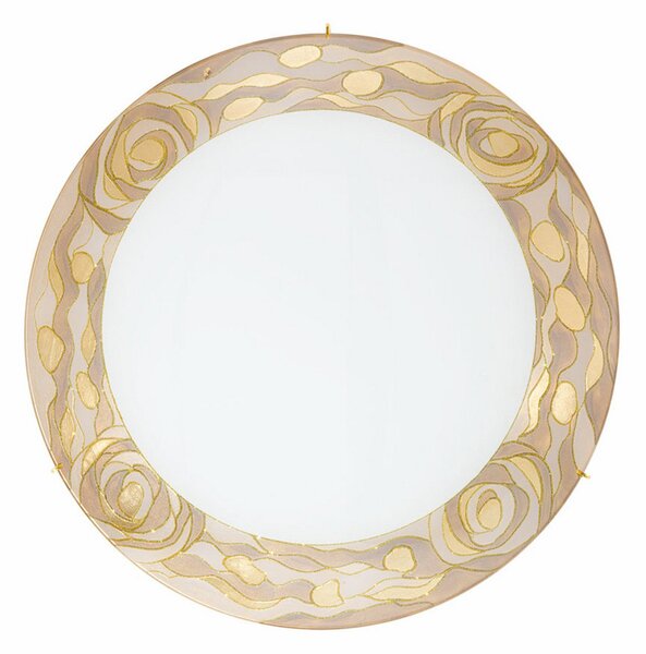 KOLARZ Kolarz Serena plafonieră, culoare crem, Ø 40 cm, metal/vidră, reglabil, Bej, Camera de zi / sufragerie, Sticlă, Design