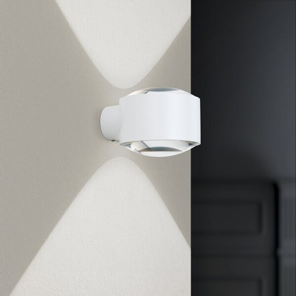 ORION Aplică de exterior Tatra LED, alb, Ø 10,2 cm, aluminiu, sus/jos, reglabil, Alb, Aluminiu, Modern