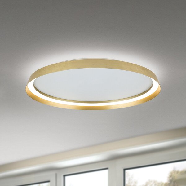 ORION Plafonieră LED Manta, Ø 60 cm, aurie, aluminiu, sus/jos, reglabil, Auriu / Alamă, Camera de zi / sufragerie, Aluminiu, Modern, Plafon cu flacără multiplă