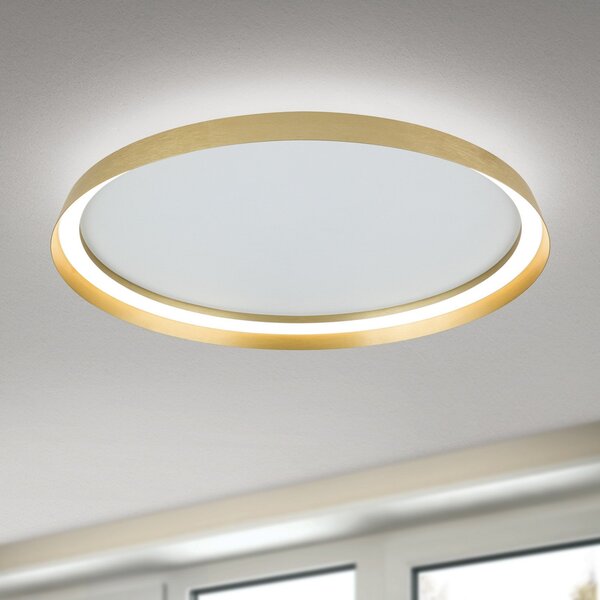 ORION Plafonieră LED Manta, Ø 60 cm, aurie, aluminiu, sus/jos, reglabil, Auriu / Alamă, Camera de zi / sufragerie, Aluminiu, Modern, Plafon cu flacără multiplă