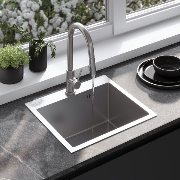 Rea Leo, chiuvetă din oțel cu 1 compartiment 500x450x185 mm, oțel, ZLE-06003