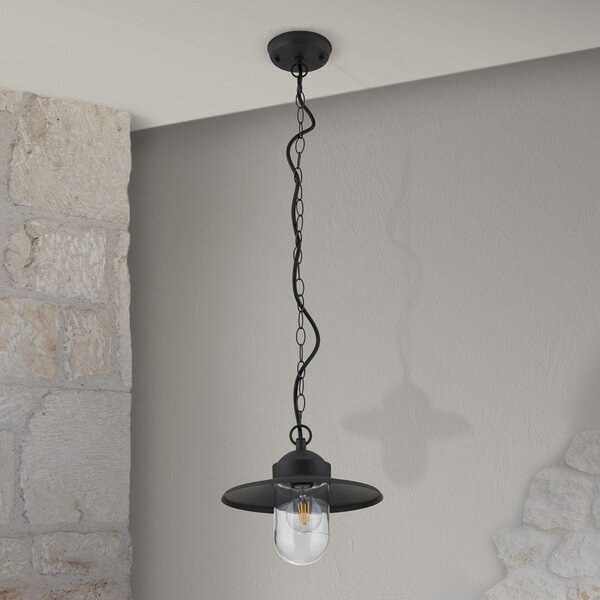 ORION Lampă suspendată pentru exterior Edward, antracit, Ø 27,5 cm, aluminiu, reglabil, Negru, Aluminiu, Antichitate