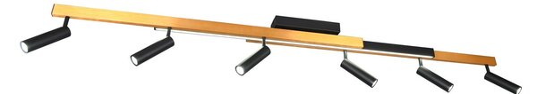 Trio Lighting Spot de plafon Zeno LED, 6 spoturi, negru / auriu, metal, reglabil, Auriu / Alamă, Camera de zi / sufragerie, Metal, Modern
