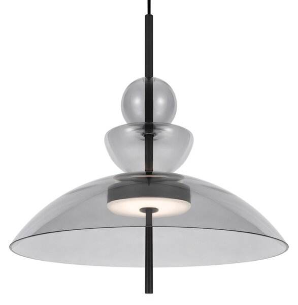 Maytoni Lampă suspendată LED Bangkok, Ø 40 cm, gri deschis, sticlă, Gri, Camera de zi / sufragerie, Sticlă, Modern