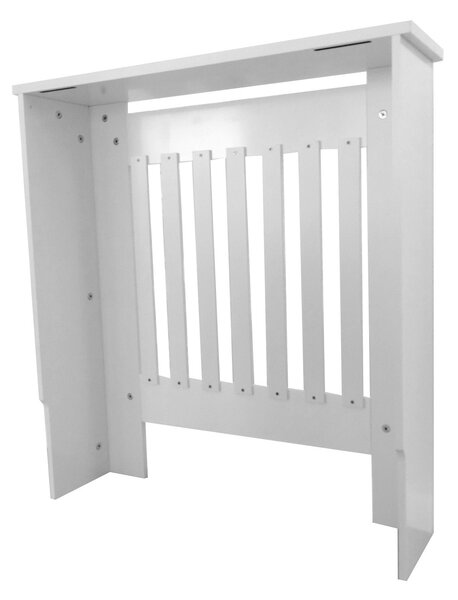 Mască calorifer ECO XS 65 cm, MDF cu lamele verticale – Alb lucios