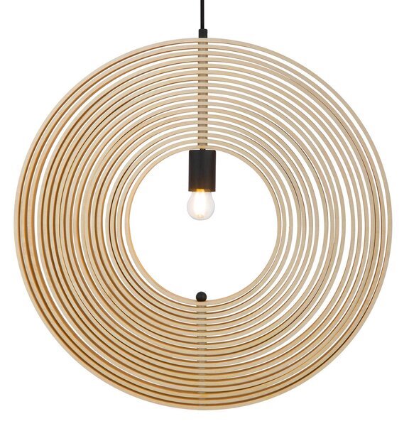 Maytoni Lampă suspendată Roots, formă sferică, Ø 60 cm, lemn/negru, reglabil, Lemn, Camera de zi / sufragerie, Lemn