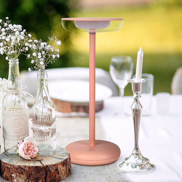 Näve LED reîncărcabilă lumina patio Pasi, roz Înălțime 26 cm Metal Touch, reglabil, Roz / Rosé, Camera de zi / sufragerie, Metal, Modern