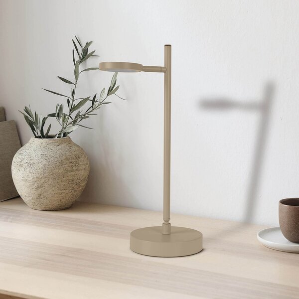 Näve Lampă de masă LED reîncărcabilă Lupa, bej, înălțime 45 cm, metal touchdim, reglabil, Bej, Camera de zi / sufragerie, Metal, Modern