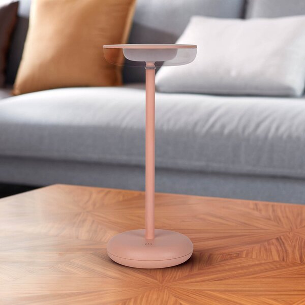 Näve LED reîncărcabilă lumina patio Pasi, roz Înălțime 26 cm Metal Touch, reglabil, Roz / Rosé, Camera de zi / sufragerie, Metal, Modern