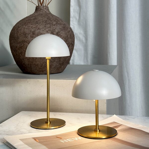 Dyberg Larsen Lampă de masă cu baterie LED Along, bej, set 2 bucăți, reglabil, Bej, Camera de zi / sufragerie, Metal, Scandinavă