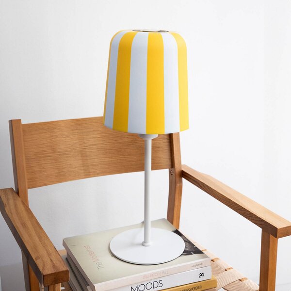 Dyberg Larsen Lampă de masă Gry, galben/alb, înălțime 49,5 cm, Galben, Camera de zi / sufragerie, Metal, Design