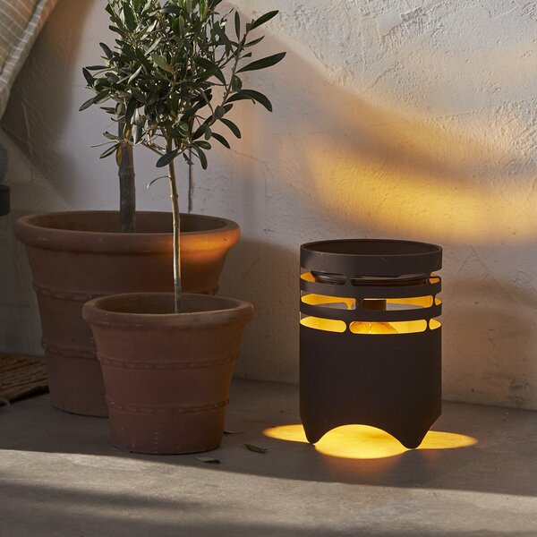 STAR TRADING Lumină solară LED Marron, înălțime 25 cm, maro, metal, USB-C, Maro / Rugină, Metal, Modern