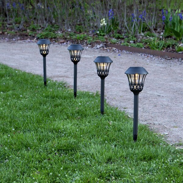 STAR TRADING Lumină solară Lace LED, negru, înălțime 31 cm, set de 4, Negru, Plastic, Lumini solare