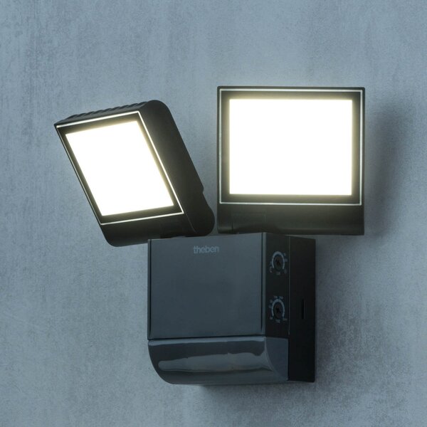 Theben LED lampă de perete pentru exterior TheLeda S17-100, negru Senzor, Negru, Plastic