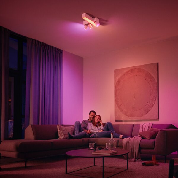 Philips Hue Spot Centris Cross LED, alb, 3 becuri RGB CCT, reglabil, Alb, Camera de zi / sufragerie, Metal, Modern