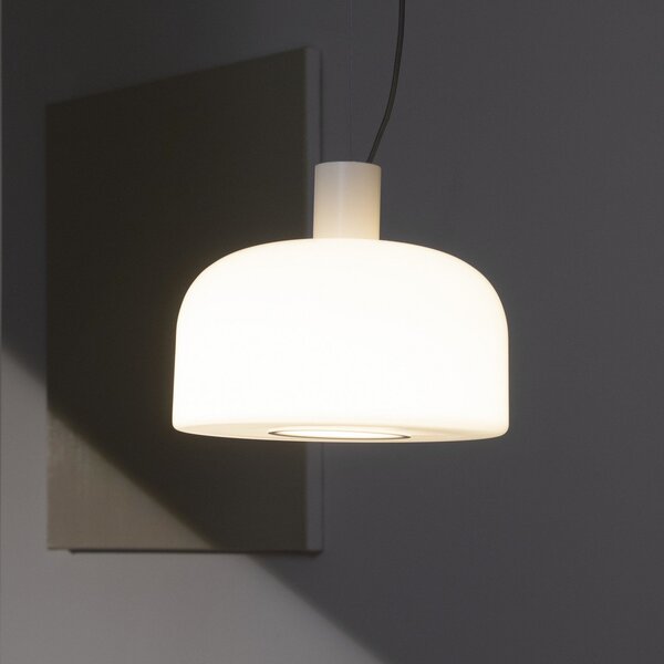 FLOS lampă suspendată Bellhop Glass S2, alb, Ø 45 cm, sticlă, E27, reglabil, Alb, Camera de zi / sufragerie, Sticlă
