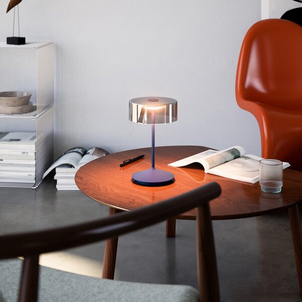 Sigor Numotion LED lampă de masă reîncărcabilă, albastru, sticlă, IP54, dimabil, reglabil, Albastru, Camera de zi / sufragerie, Sticlă, Modern