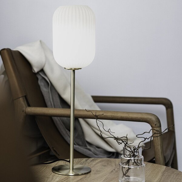 Markslöjd Lampă de masă Cava, culoare alamă, sticlă, înălțime 55 cm, Auriu / Alamă, Camera de zi / sufragerie, Metal
