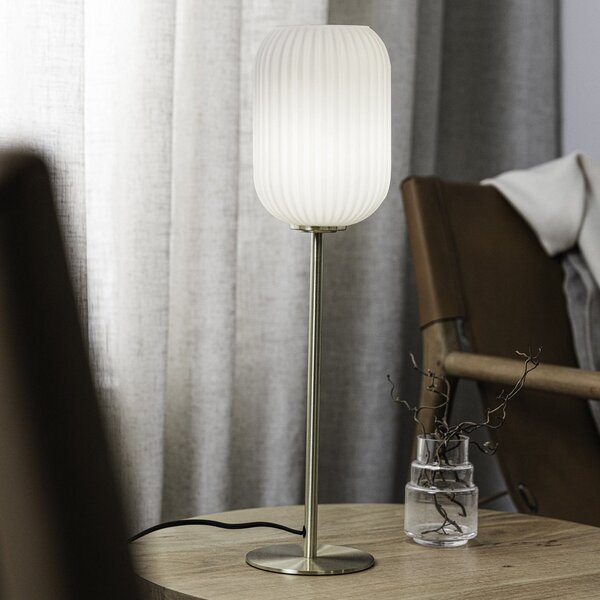 Markslöjd Lampă de masă Cava, culoare alamă, sticlă, înălțime 55 cm, Auriu / Alamă, Camera de zi / sufragerie, Metal