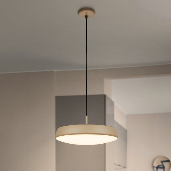 Briloner Lampă suspendată LED Nala, bej, metal/plastic, Ø 35 cm, Bej, Camera de zi / sufragerie, Plastic, Modern