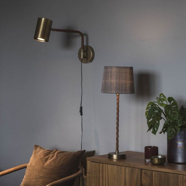 PR Home aplică de perete Nora, metal, alamă antică, adâncime 38 cm, reglabil, Bronz / Alamă Veche, Camera de zi / sufragerie, Metal