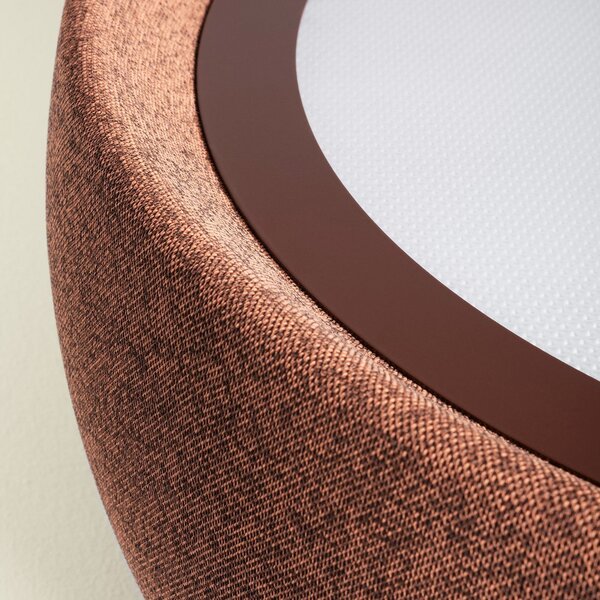 LEDS-C4 Plafonieră LED Gong, maro, 2.700 K, Ø 61,2 cm, reglabil, Maro / Rugină, Camera de zi / sufragerie, Țesătură / Textil, Modern