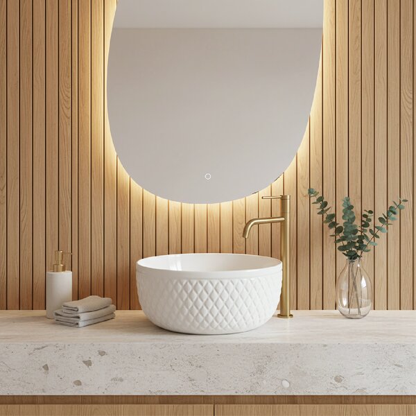 Lavoar de blat Rea Galaxy, 400x400x165 mm, alb lucios, REA-U0640