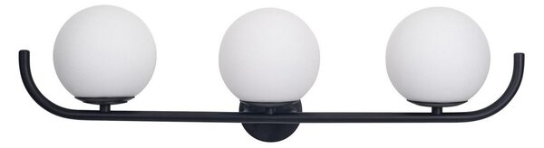 Forlight Aplica de perete Sfera Triple, negru, sticlă, lățime 58 cm, reglabil, Negru, Baie, Aluminiu, Modern