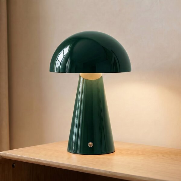 Lindby LED lampă de masă reîncărcabilă Nevijo, verde, Ø20 cm, USB, dimabil, reglabil, Verde, Camera de zi / sufragerie, Metal, Modern