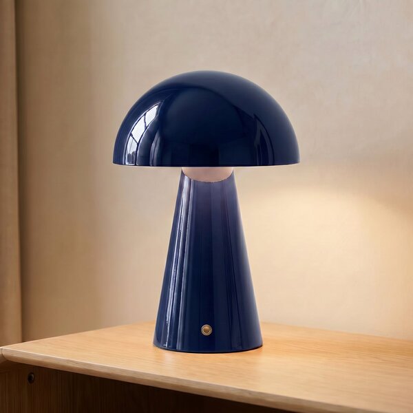 Lindby LED lampă de masă reîncărcabilă Nevijo, albastru, Ø20cm, USB,, reglabil, Albastru, Camera de zi / sufragerie, Metal, Modern