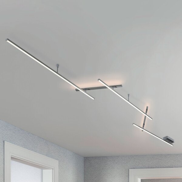 Trio Lighting Plachetă plafonieră LED Indira, dimabilă, nichel, reglabil, Gri, Camera de zi / sufragerie, Metal, Modern