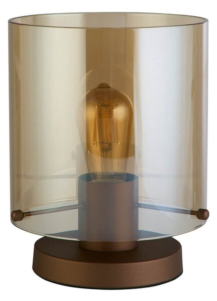 Searchlight Lampă de masă Sweden, mocha/amber, oțel, sticlă, E27, Maro / Rugină, Camera de zi / sufragerie, Sticlă