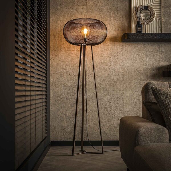Zijlstra Copper Twist lampadar negru / cupru 170 cm trepied metalic, Negru, Camera de zi / sufragerie, Metal, Tripod