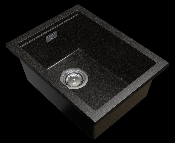 Gamma Decor 3850, chiuvetă granit cu 1 compartiment 380x500x207 mm, negru cu puncte aurii, GMA-ZLE000179