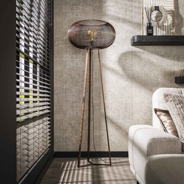 Zijlstra Copper Twist lampadar negru / cupru 170 cm trepied metalic, Negru, Camera de zi / sufragerie, Metal, Tripod
